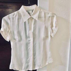 Women Banana Republic Sheer White/Cream Blouse